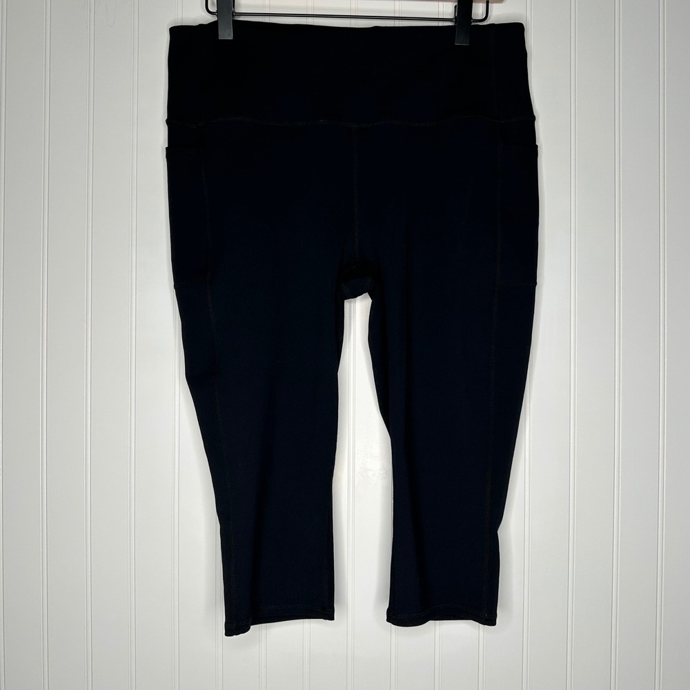 Skechers GOwalk Womens Leggings XL Black High Waist Crop Side Pockets Athletic